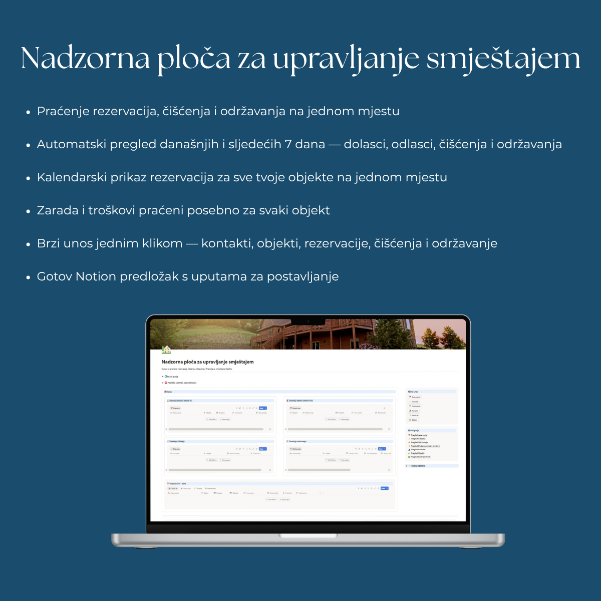 Nadzorna ploča za upravljanje smještajem